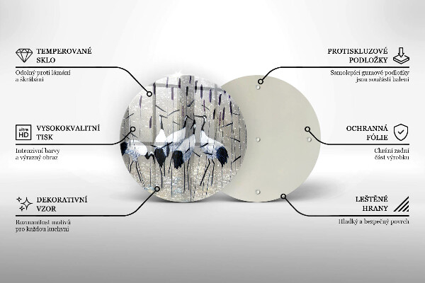 Skleněná deska do kuchyně Japonské jeřáby