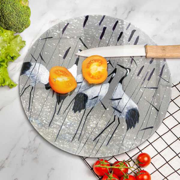 Skleněná deska do kuchyně Japonské jeřáby