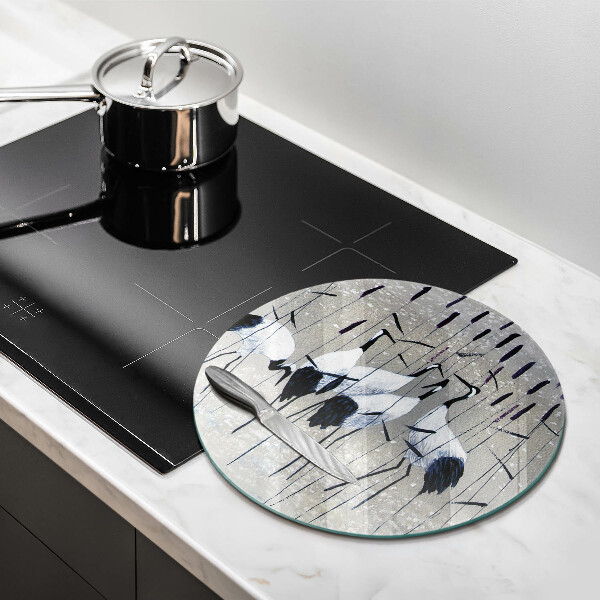 Skleněná deska do kuchyně Japonské jeřáby