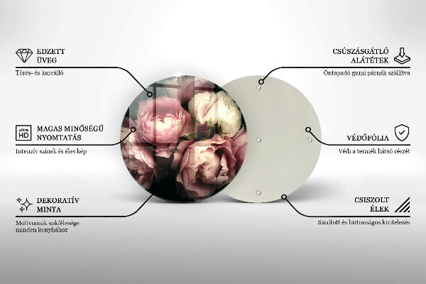 Skleněná deska do kuchyně Pivoňkové květy