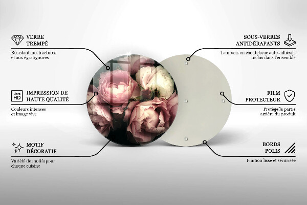 Skleněná deska do kuchyně Pivoňkové květy