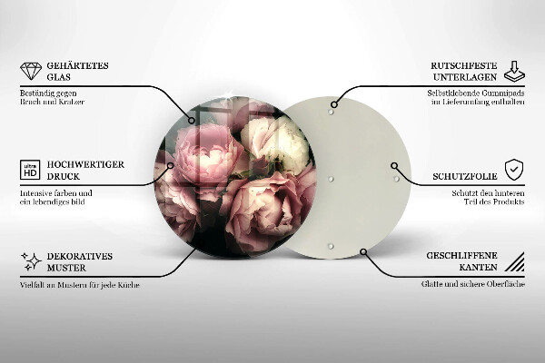 Skleněná deska do kuchyně Pivoňkové květy