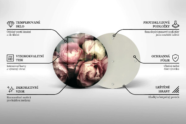 Skleněná deska do kuchyně Pivoňkové květy