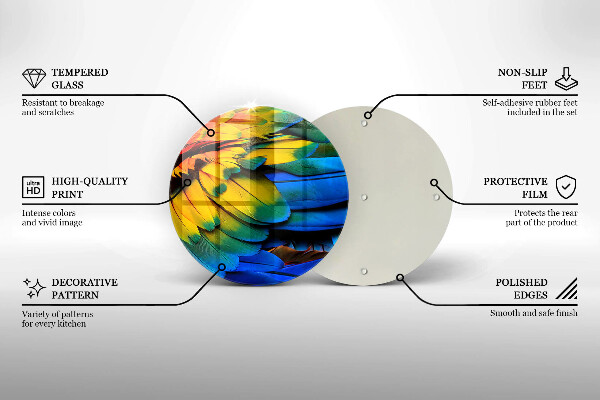 Skleněná deska do kuchyně Barevné papouščí peří