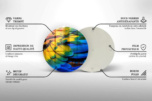 Skleněná deska do kuchyně Barevné papouščí peří