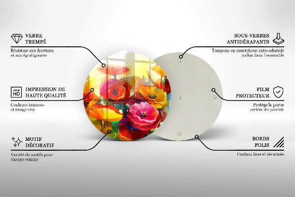 Skleněná deska do kuchyně Malované barevné květiny