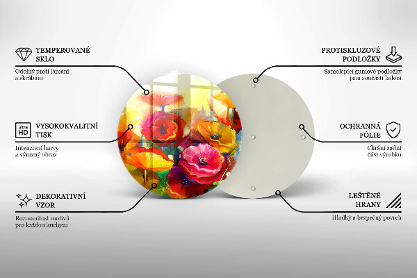 Skleněná deska do kuchyně Malované barevné květiny