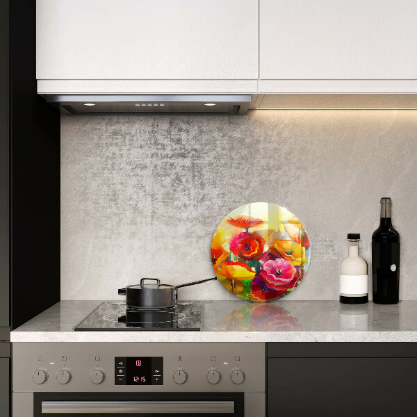 Skleněná deska do kuchyně Malované barevné květiny