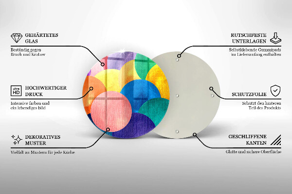 Skleněná deska do kuchyně Barevné kruhy