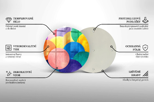 Skleněná deska do kuchyně Barevné kruhy