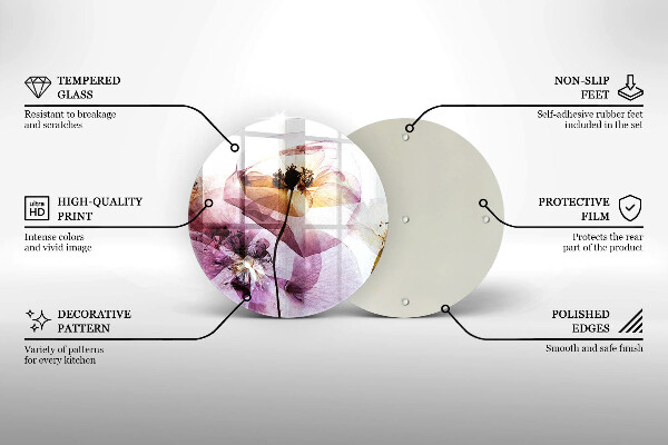 Skleněná deska do kuchyně Jemné květiny