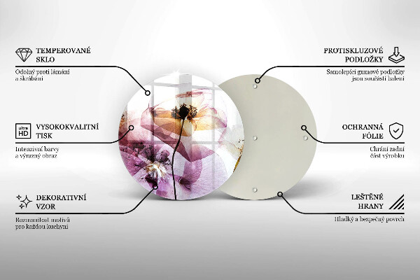 Skleněná deska do kuchyně Jemné květiny