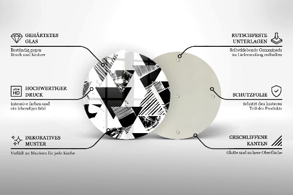 Krájecí prkénko skleněné Geometrické trojúhelníky