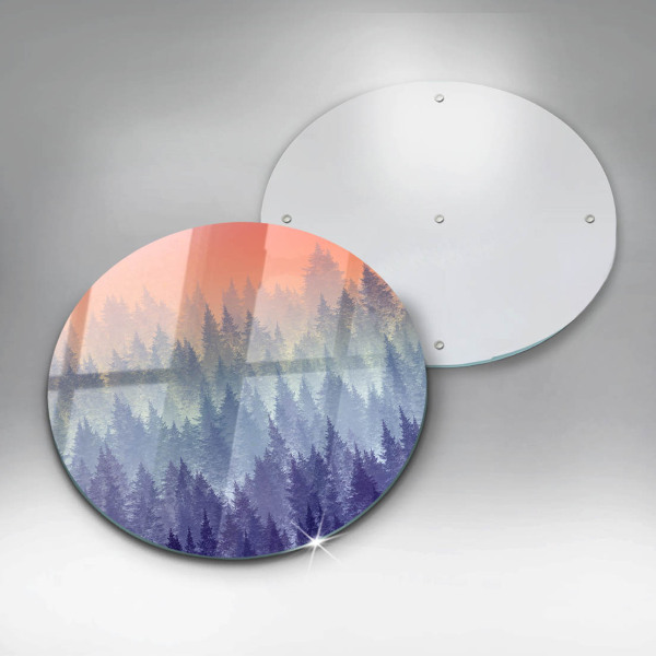 Skleněná deska do kuchyně Les při západu slunce