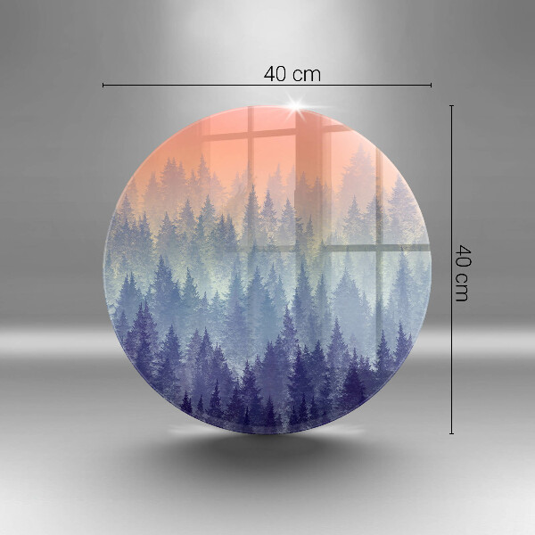 Skleněná deska do kuchyně Les při západu slunce