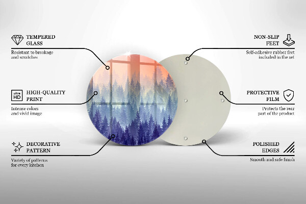 Skleněná deska do kuchyně Les při západu slunce