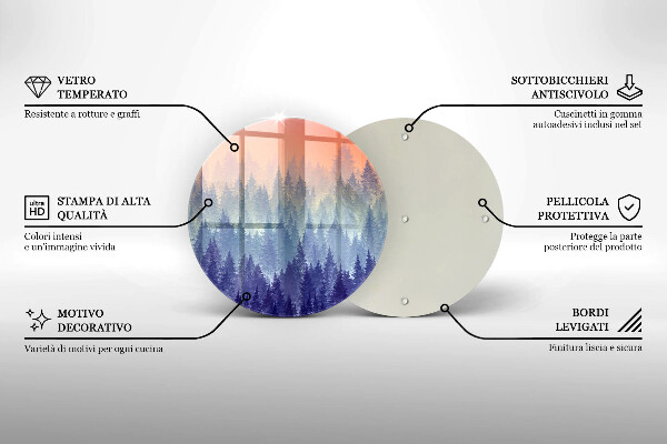 Skleněná deska do kuchyně Les při západu slunce