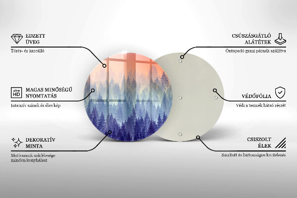 Skleněná deska do kuchyně Les při západu slunce