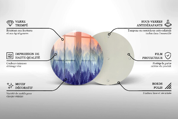 Skleněná deska do kuchyně Les při západu slunce
