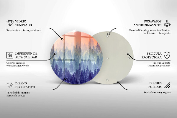 Skleněná deska do kuchyně Les při západu slunce