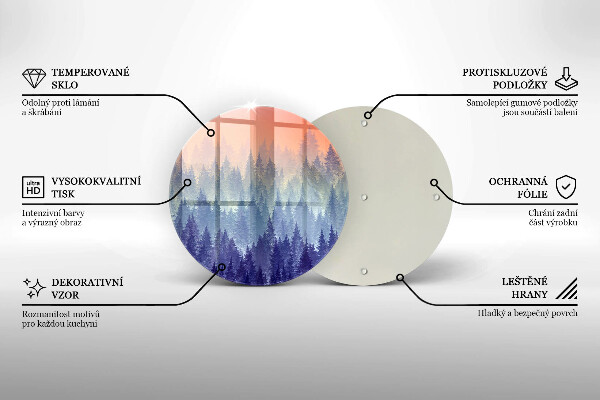 Skleněná deska do kuchyně Les při západu slunce
