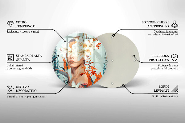 Skleněná deska do kuchyně Žena v květinách