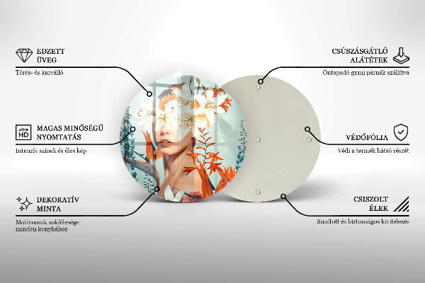 Skleněná deska do kuchyně Žena v květinách