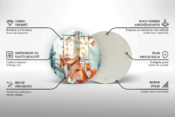 Skleněná deska do kuchyně Žena v květinách