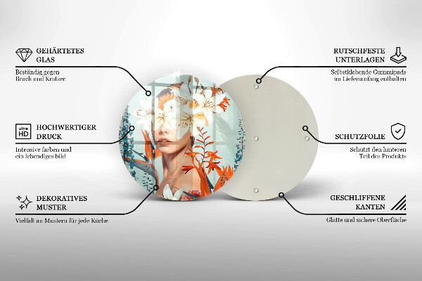 Skleněná deska do kuchyně Žena v květinách