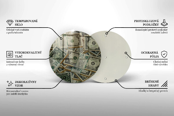 Skleněná krájecí deska Peníze dolary