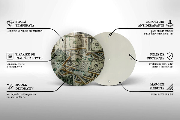 Skleněná krájecí deska Peníze dolary