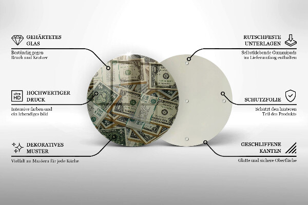 Skleněná krájecí deska Peníze dolary