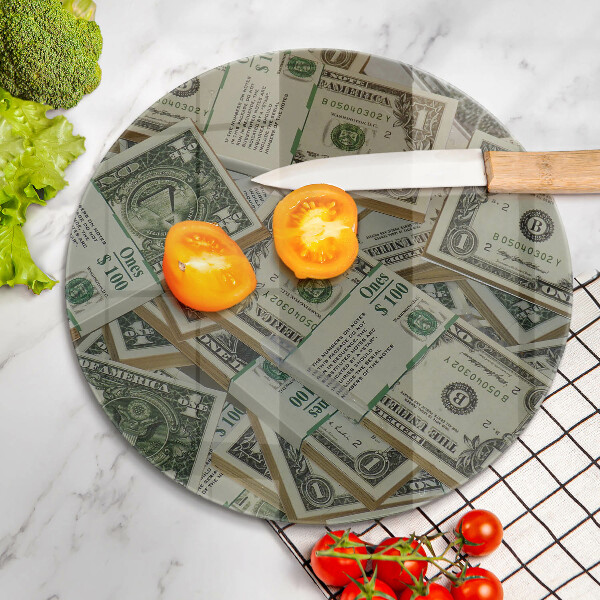 Skleněná krájecí deska Peníze dolary