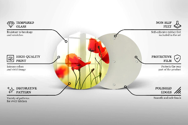 Skleněná deska do kuchyně Květy červeného máku