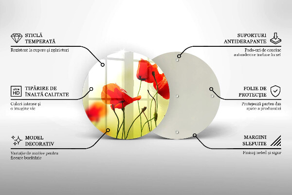Skleněná deska do kuchyně Květy červeného máku