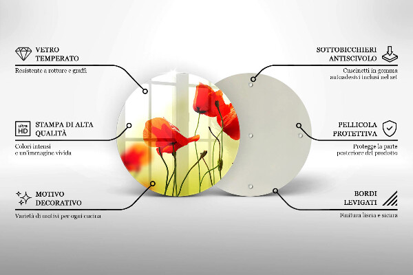 Skleněná deska do kuchyně Květy červeného máku