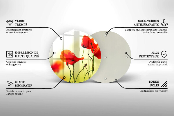 Skleněná deska do kuchyně Květy červeného máku