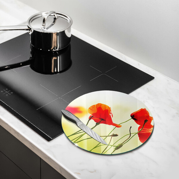 Skleněná deska do kuchyně Květy červeného máku
