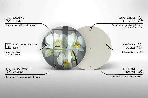 Skleněná deska do kuchyně Bílé květy orchidejí