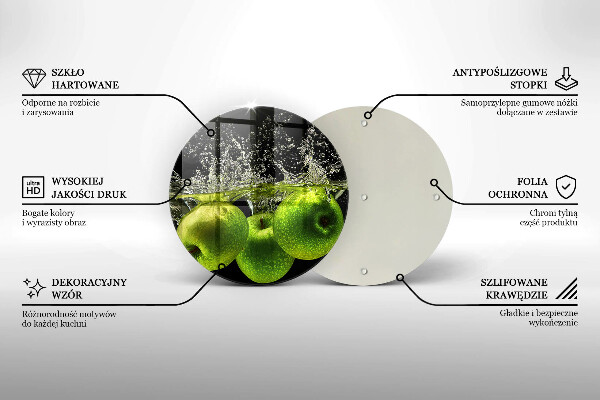 Skleněná deska do kuchyně Zelená jablka a voda