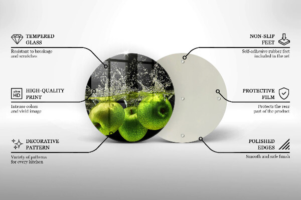 Skleněná deska do kuchyně Zelená jablka a voda