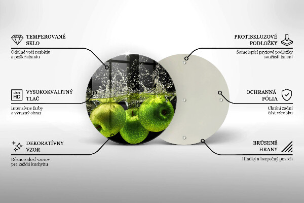 Skleněná deska do kuchyně Zelená jablka a voda
