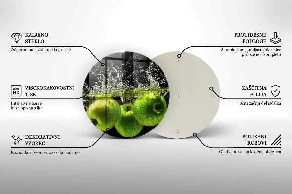 Skleněná deska do kuchyně Zelená jablka a voda