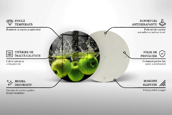 Skleněná deska do kuchyně Zelená jablka a voda