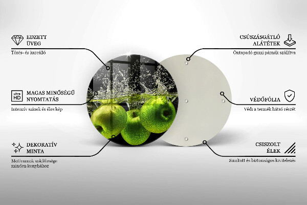 Skleněná deska do kuchyně Zelená jablka a voda