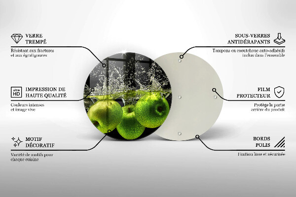 Skleněná deska do kuchyně Zelená jablka a voda