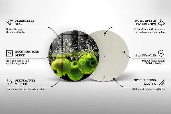 Skleněná deska do kuchyně Zelená jablka a voda