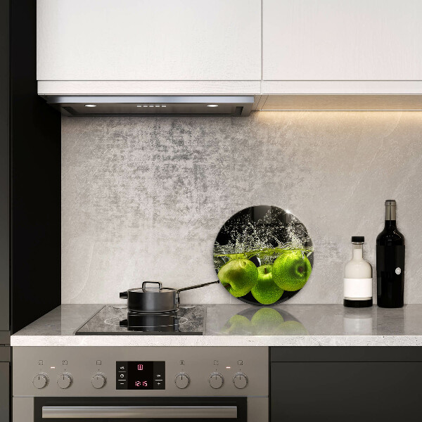 Skleněná deska do kuchyně Zelená jablka a voda