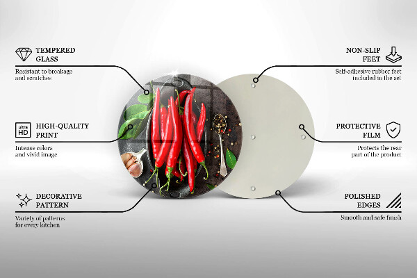 Skleněná deska do kuchyně Červené chilli papričky