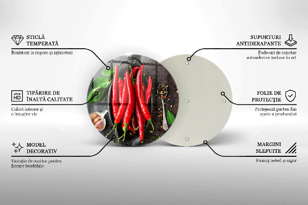 Skleněná deska do kuchyně Červené chilli papričky